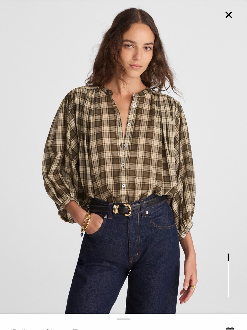 Madewell Ballon Sleeve Blouse in Faded Ivy